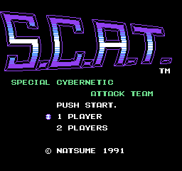 S.C.A.T. - Special Cybernetic Attack Team (USA) Title Screen